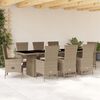 vidaXL Ensemble &agrave; manger de jardin et coussins 9 pcs beige Poly rotin