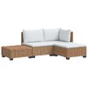 vidaXL 4 pc Ensemble de Salon en Rotin avec Coussins GENDT Naturel