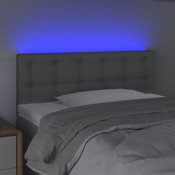 vidaXL T&ecirc;te de lit &agrave; LED Gris clair 100x5x78/88 cm Tissu