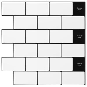 vidaXL Carreau de m&eacute;tro 50 pi&egrave;ces Blanc noir 30 x 30 cm