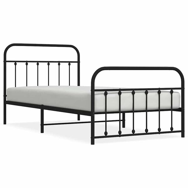 vidaXL Cadre de lit métal sans matelas et pied de lit noir 100x200 cm