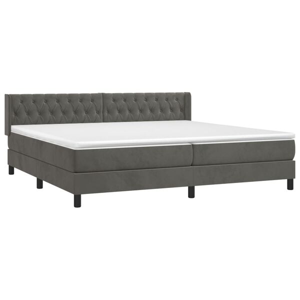 vidaXL Sommier &agrave; lattes de lit et matelas Gris fonc&eacute; 200x200cm Velours