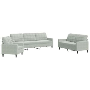 vidaXL Ensemble de canap&eacute;s 3 pcs avec coussins Gris clair Velours