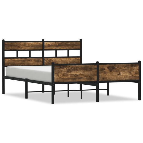 vidaXL Cadre de lit sans matelas ch&ecirc;ne fum&eacute; 140x190 cm bois ing&eacute;nierie