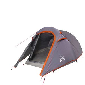 vidaXL Tente de camping tunnel 3 personnes gris et orange imperm&eacute;able
