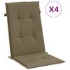 vidaXL Coussins de chaise &agrave; dossier haut lot de 4 taupe m&eacute;lang&eacute; tissu