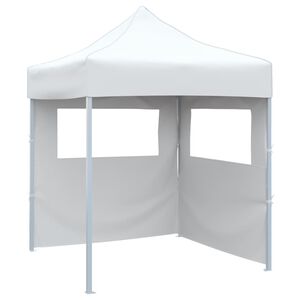 vidaXL Tente de r&eacute;ception pliable avec 2 parois 2x2 m Acier Blanc
