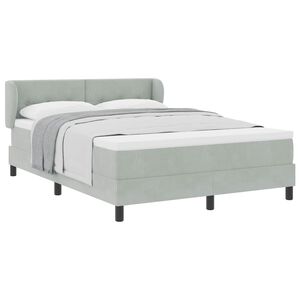 vidaXL Lit &agrave; ressorts avec matelas Gris clair 140 x 190 cm Velours