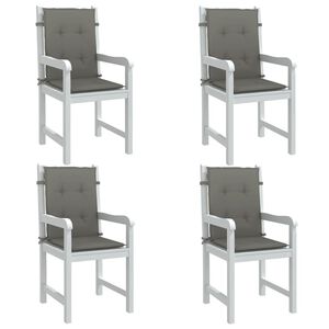 vidaXL Coussins de chaise &agrave; dossier bas lot de 4 gris fonc&eacute; m&eacute;lang&eacute;