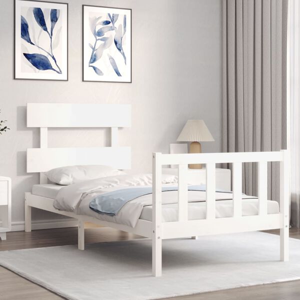 vidaXL Cadre de lit sans matelas blanc bois de pin massif