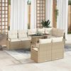 vidaXL Ensemble de canap&eacute; de jardin 9 pcs Beige Poly rotin