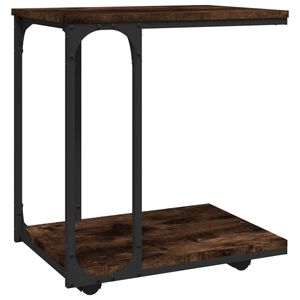 vidaXL Table d'appoint &agrave; roues Ch&ecirc;ne fum&eacute; 50x35x55,5 cm