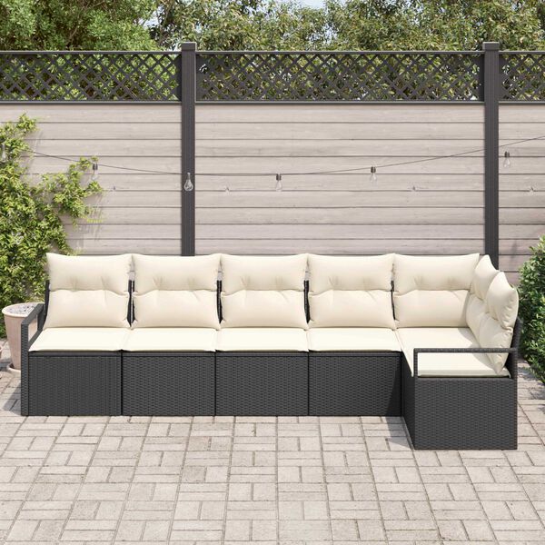 vidaXL Ensemble de canap&eacute; de jardin 6 pcs Noir et Blanc polyrotin
