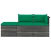 vidaXL Salon palette de jardin 3 pcs avec coussins Bois de pin massif
