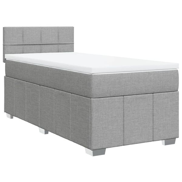vidaXL Sommier &agrave; lattes de lit avec matelas Gris clair 90x200 cm Tissu