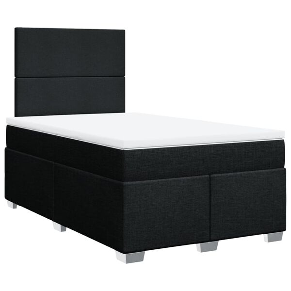 vidaXL Sommier &agrave; lattes de lit avec matelas noir 120x190 cm tissu