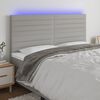vidaXL T&ecirc;te de lit &agrave; LED Gris clair 180x5x118/128 cm Tissu