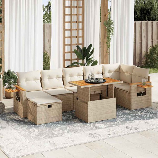 vidaXL Salon de jardin avec coussins 5 pcs beige r&eacute;sine tress&eacute;e