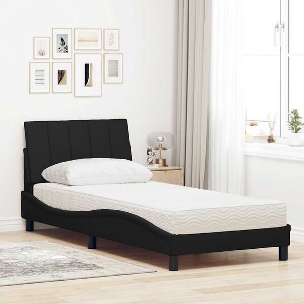 vidaXL Lit avec matelas Hanko noir 90x200 cm tissu