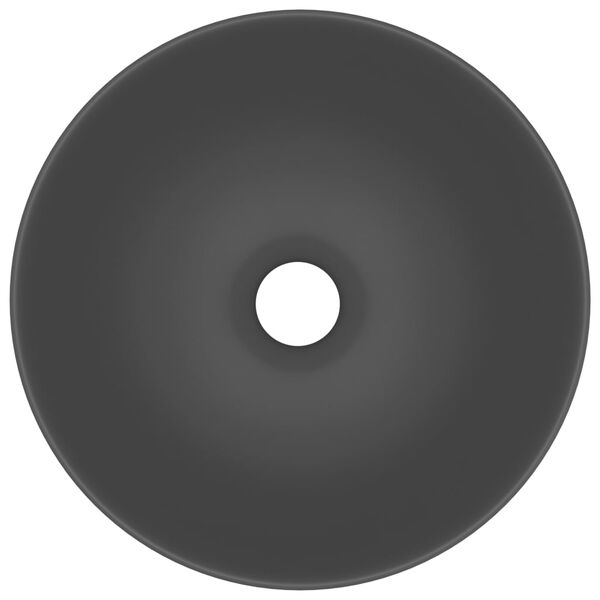 vidaXL Lavabo de salle de bain C&eacute;ramique Gris fonc&eacute; Rond