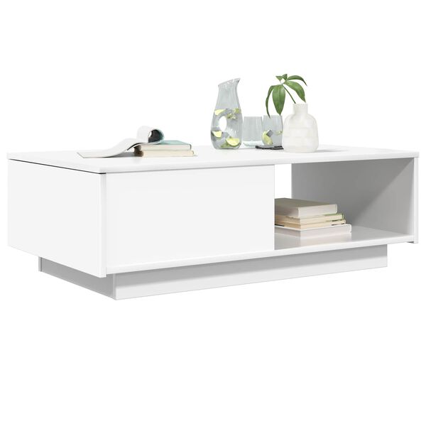vidaXL Table basse avec tiroir Blanc 95 x 55 x 31 cm Bois d'ing&eacute;nierie