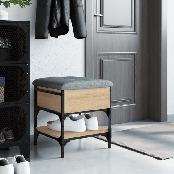 vidaXL Banc &agrave; chaussures ch&ecirc;ne sonoma 42x42x45 cm bois d'ing&eacute;nierie