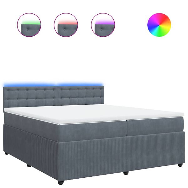 vidaXL Sommier &agrave; lattes de lit et matelas Gris fonc&eacute; 200x200cm Velours