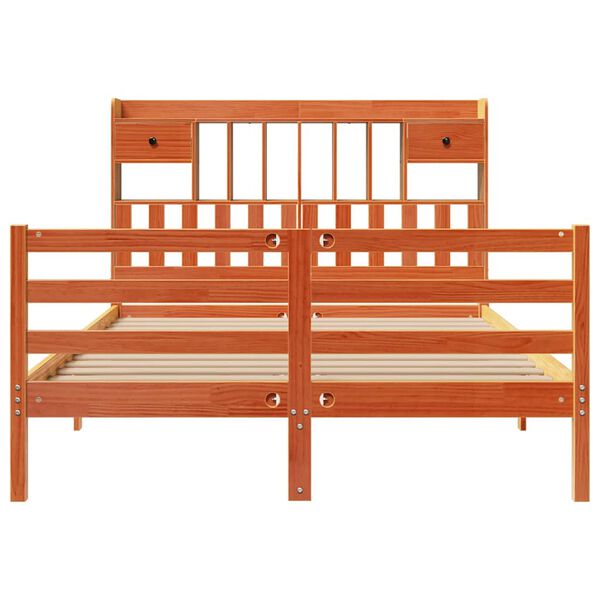 vidaXL Lit biblioth&egrave;que sans matelas cire marron 140x200 cm pin massif