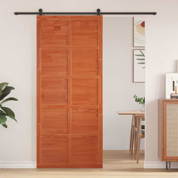 vidaXL Porte de grange Cire marron 100 x 2,5 x 208 cm