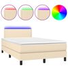vidaXL Sommier &agrave; lattes de lit matelas et LED cr&egrave;me 120x190 cm tissu