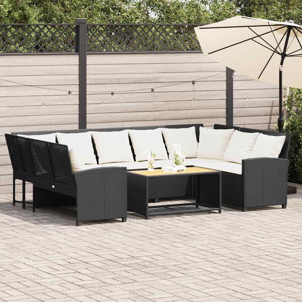 vidaXL Canap&eacute; de jardin avec coussins Noir R&eacute;sine tress&eacute;e