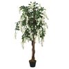 vidaXL Glycine artificielle 1260 feuilles 180 cm vert et blanc
