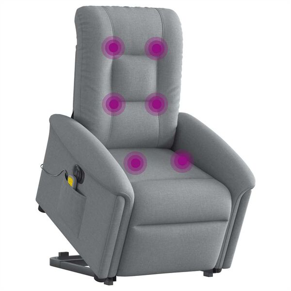 vidaXL Fauteuil inclinable de massage &eacute;lectrique Gris clair Tissu