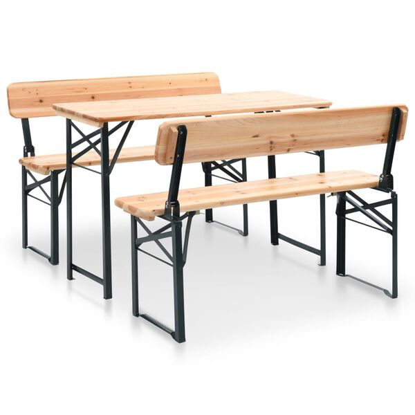 vidaXL Table de brasserie pliable avec 2 bancs 118 cm Bois de sapin