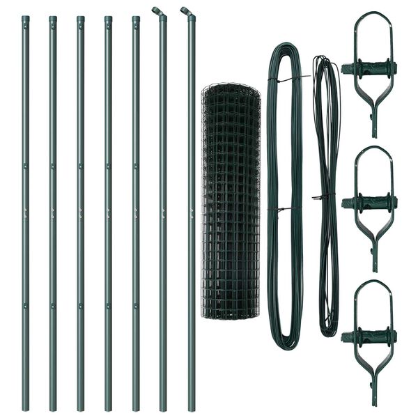 vidaXL Cl&ocirc;ture avec poteau Vert 1,4 x 10 m Acier et PVC