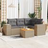 vidaXL Salon de jardin avec coussins 5 pcs beige r&eacute;sine tress&eacute;e