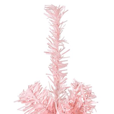 vidaXL Demi sapin de Noël artificiel mince avec support Rose 240 cm