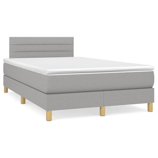 vidaXL Sommier &agrave; lattes de lit matelas LED gris clair 120x190 cm tissu