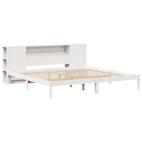 vidaXL Lit bibliothèque sans matelas blanc 180x200 cm bois pin massif