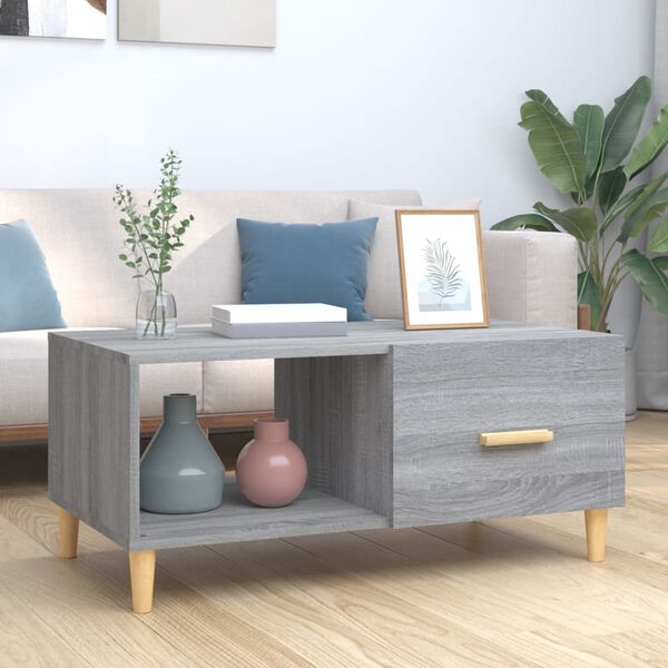 vidaXL Table basse sonoma gris 89,5x50x40 cm bois d'ing&eacute;nierie