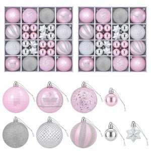 vidaXL Ensemble de boules de No&euml;l 88 pc Rose et argent &Oslash; 6 cm