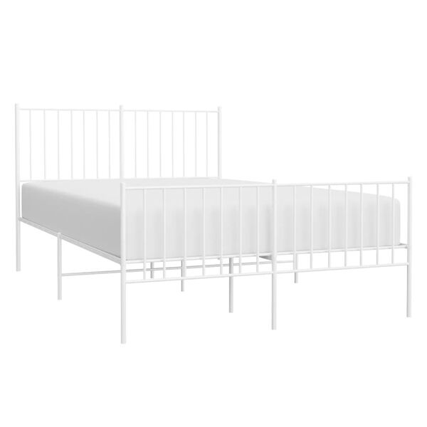 vidaXL Cadre de lit m&eacute;tal sans matelas et pied de lit blanc 120x200 cm