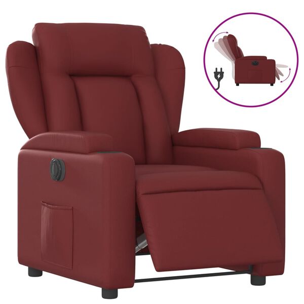 vidaXL Fauteuil inclinable &eacute;lectrique Rouge bordeaux Similicuir