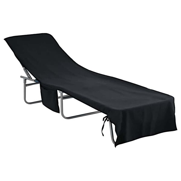 vidaXL Serviettes de Transat 2 pcs Noir 210 x 75 cm