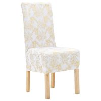 vidaXL Housses extensibles de chaise 6 pcs Blanc avec imprimé doré