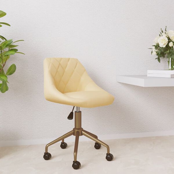 vidaXL Chaise pivotante de salle &agrave; manger Cr&egrave;me Velours