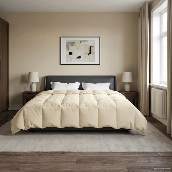 vidaXL Duvet d'hiver Matelass&eacute; Cr&egrave;me 240 x 260 cm Microfibre