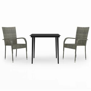 vidaXL Ensemble &agrave; manger de jardin 3 pcs Gris et noir