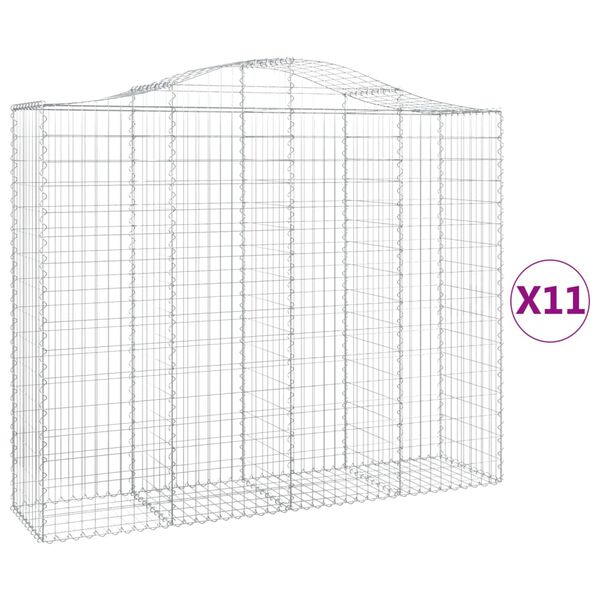 vidaXL Paniers &agrave; gabions arqu&eacute;s 11 pcs 200x50x160/180 cm Fer galvanis&eacute;