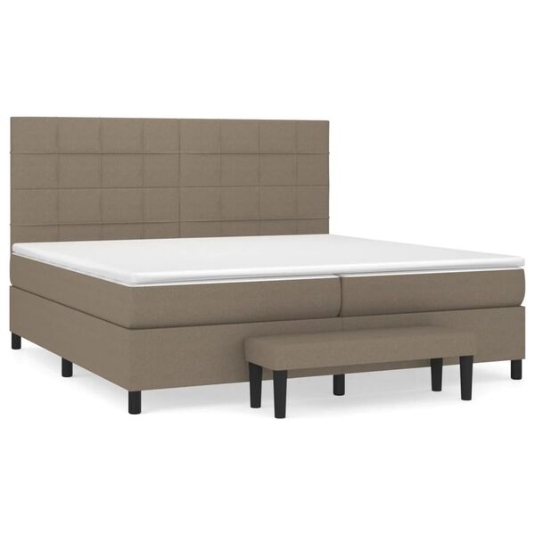 vidaXL Sommier &agrave; lattes de lit avec matelas Taupe 200x200 cm Tissu